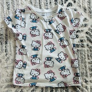 Hello Kitty Girls Short Sleeve Tee Size 6 White Pink Blue Short Sleeve‎